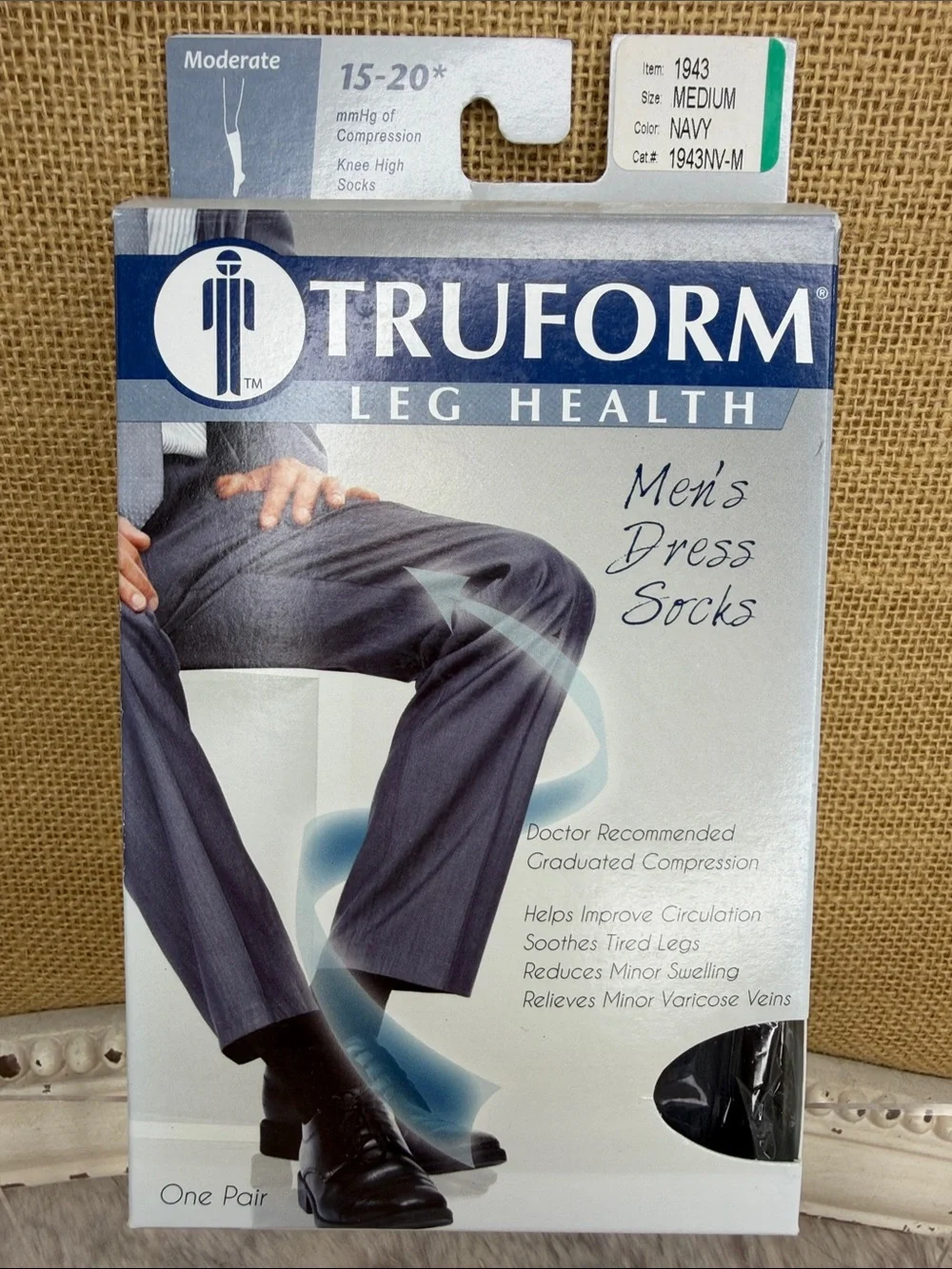 Truform Men's Dress Compression Knee High Socks - Navy